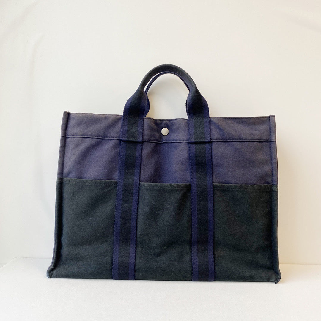 Hermes Hairline Canvas Tote Bag