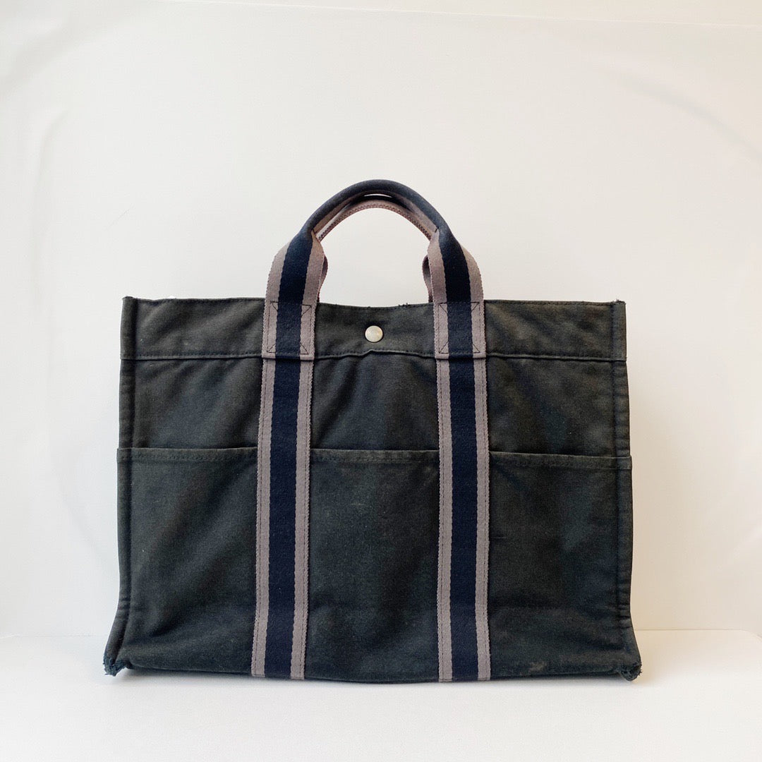 Hermes Hairline Canvas Tote Bag